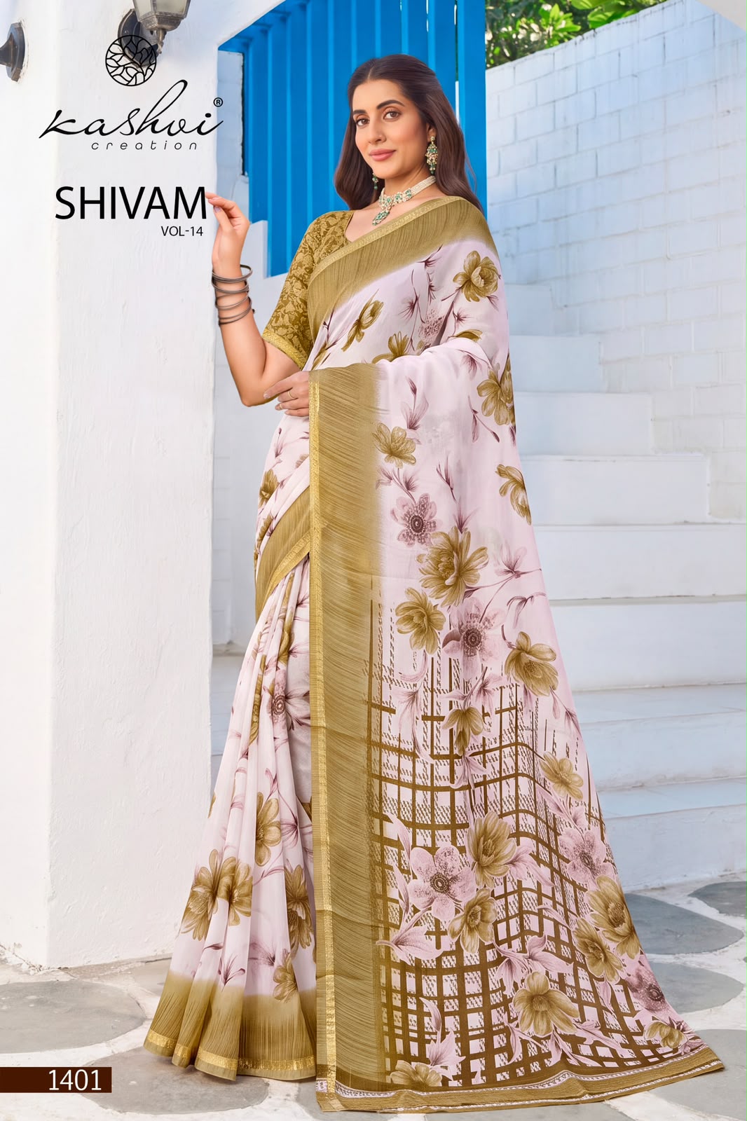 Shivam Vol 14 Kashvi Creation Dull Moss Sarees Supplier Ahmedabad