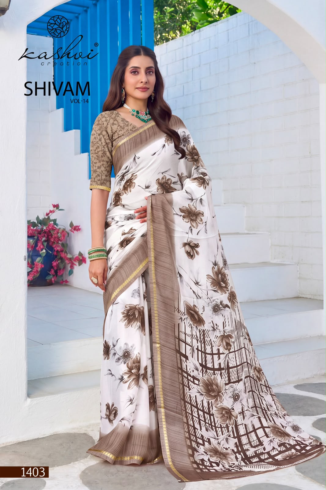 Shivam Vol 14 Kashvi Creation Dull Moss Sarees Supplier Ahmedabad