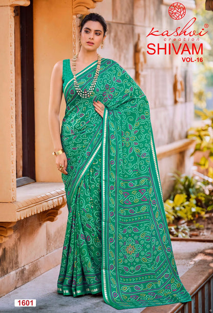 Shivam Vol 16 Kashvi Creation Dull Moss Sarees Wholesale Price