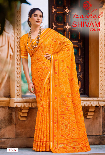 Shivam Vol 16 Kashvi Creation Dull Moss Sarees Wholesale Price