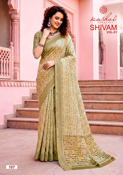 Shivam Vol 1 Kashvi Creation Dull Moss Sarees Wholesaler