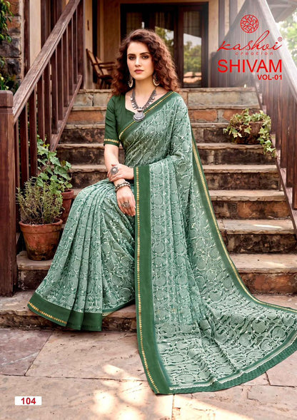Shivam Vol 1 Kashvi Creation Dull Moss Sarees Wholesaler