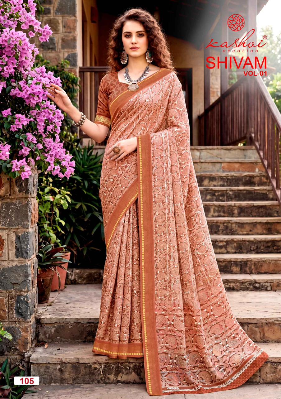 Shivam Vol 1 Kashvi Creation Dull Moss Sarees Wholesaler