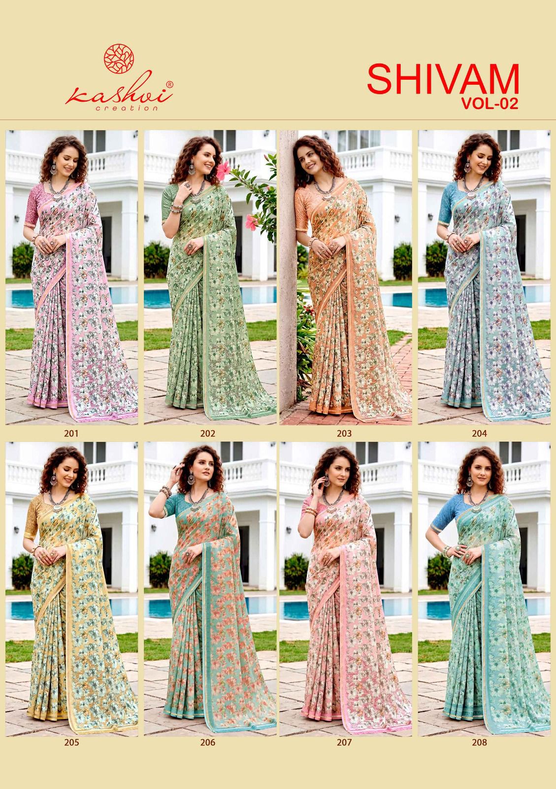 Shivam Vol 2 Kashvi Creation Dull Moss Sarees Wholesale