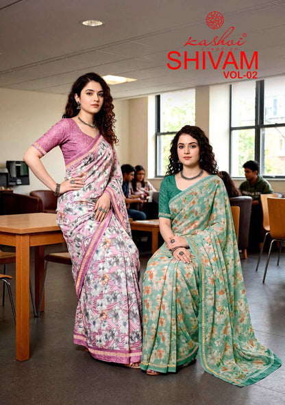 Shivam Vol 2 Kashvi Creation Dull Moss Sarees Wholesale