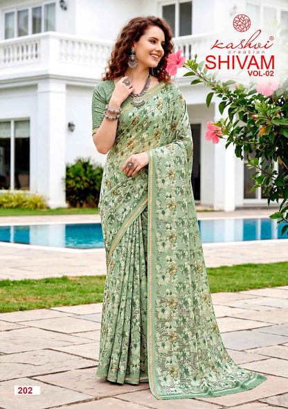 Shivam Vol 2 Kashvi Creation Dull Moss Sarees Wholesale