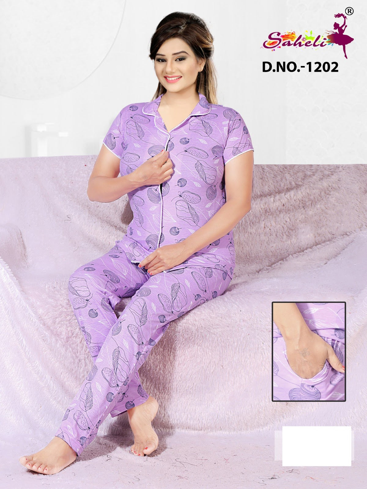 Shivangi 1202 Saheli Sinker Collar Night Suits Wholesaler India