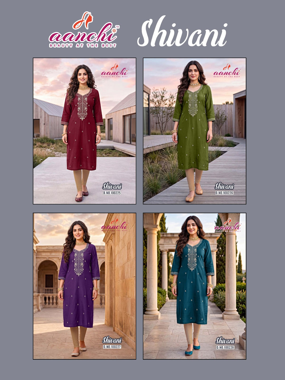 Shivani Aanchi Roman Silk Straight Cut Kurtis Exporter Ahmedabad