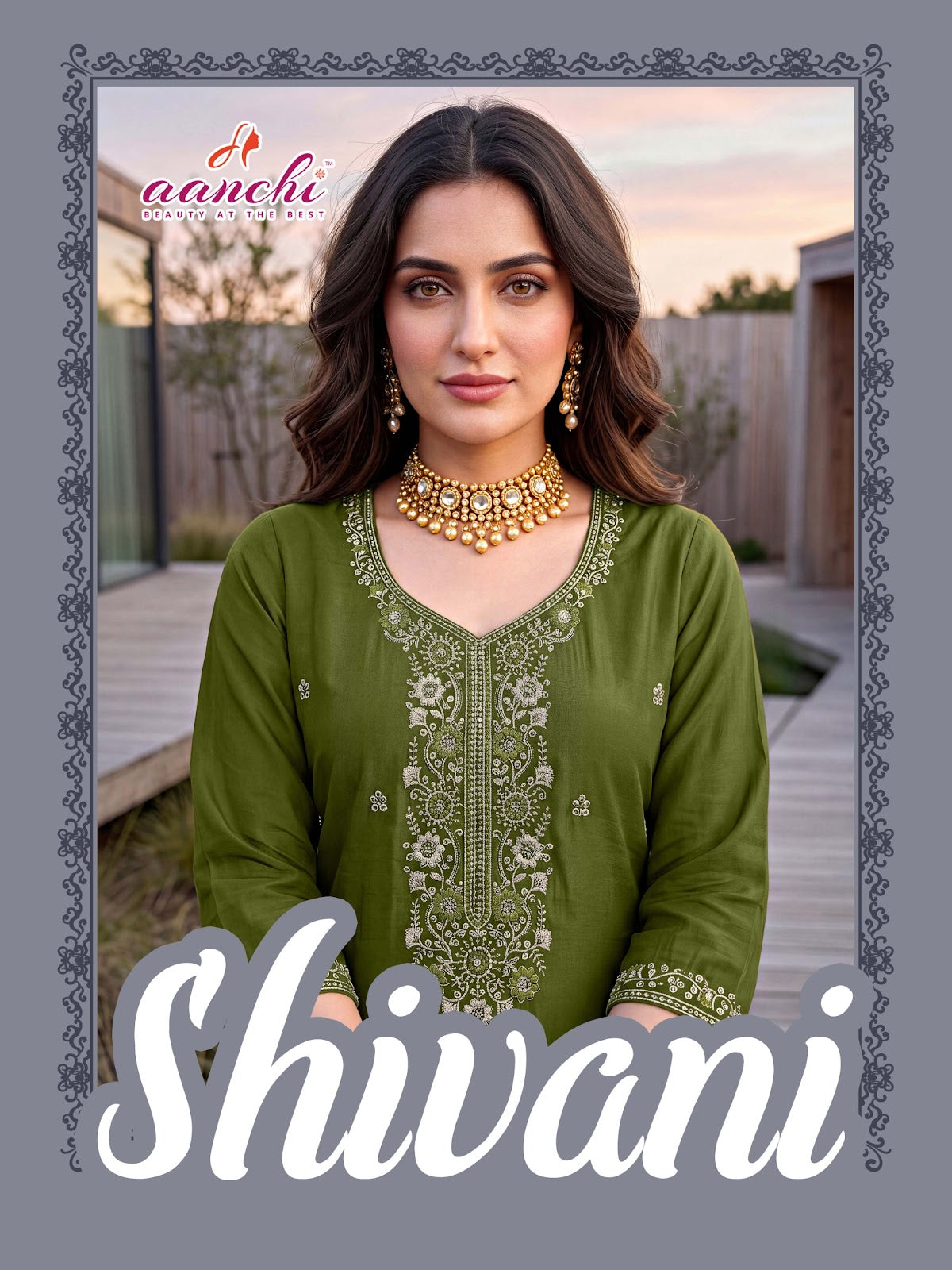 Shivani Aanchi Roman Silk Straight Cut Kurtis Exporter Ahmedabad
