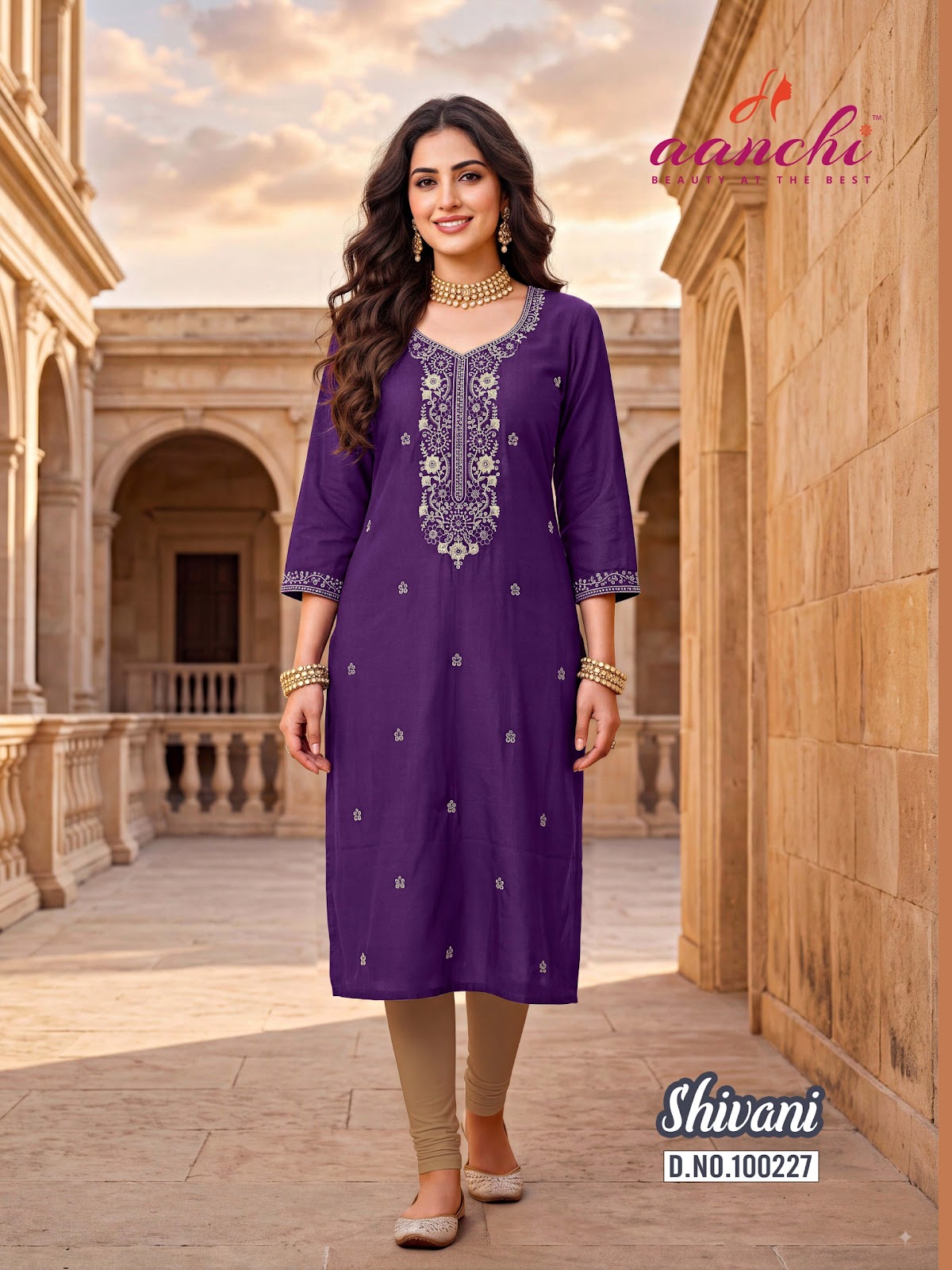 Shivani Aanchi Roman Silk Straight Cut Kurtis Exporter Ahmedabad