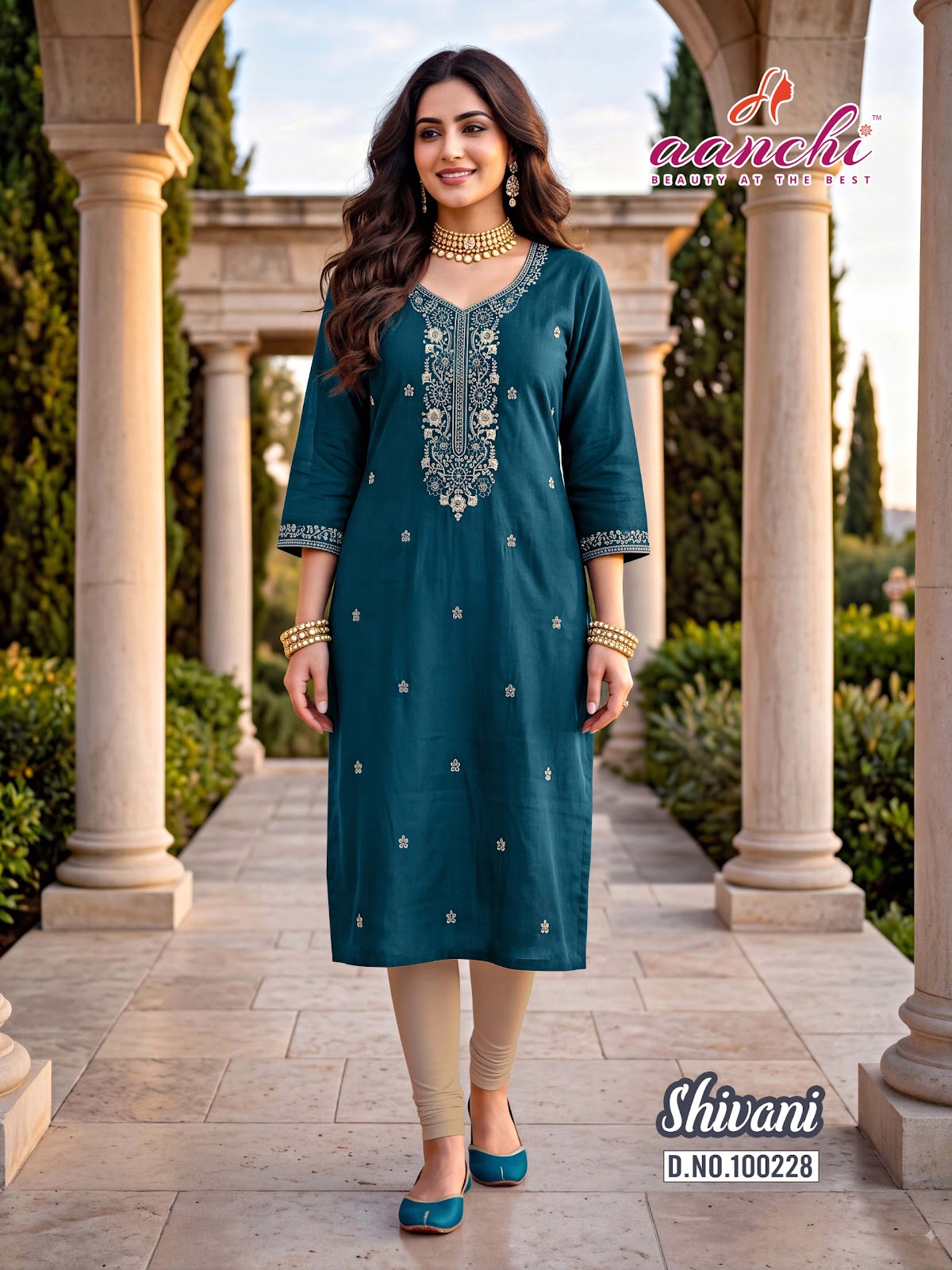 Shivani Aanchi Roman Silk Straight Cut Kurtis Exporter Ahmedabad