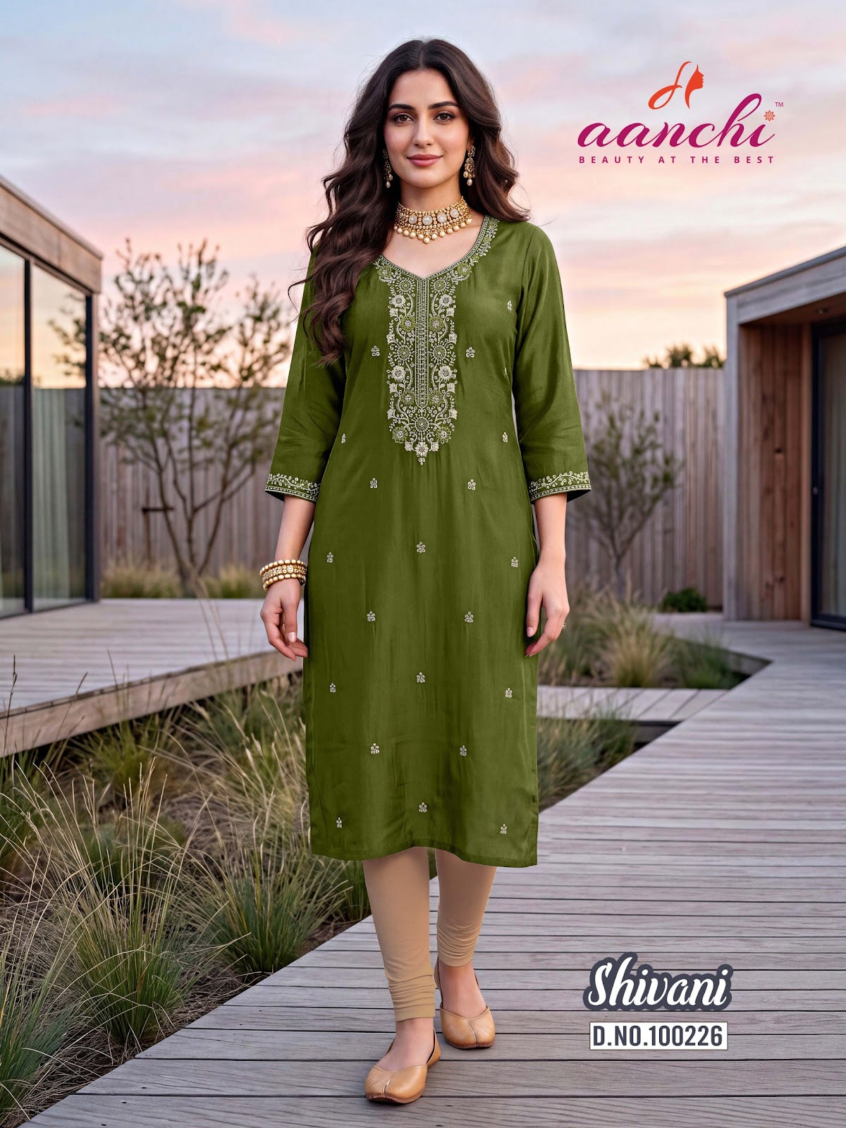 Shivani Aanchi Roman Silk Straight Cut Kurtis Exporter Ahmedabad