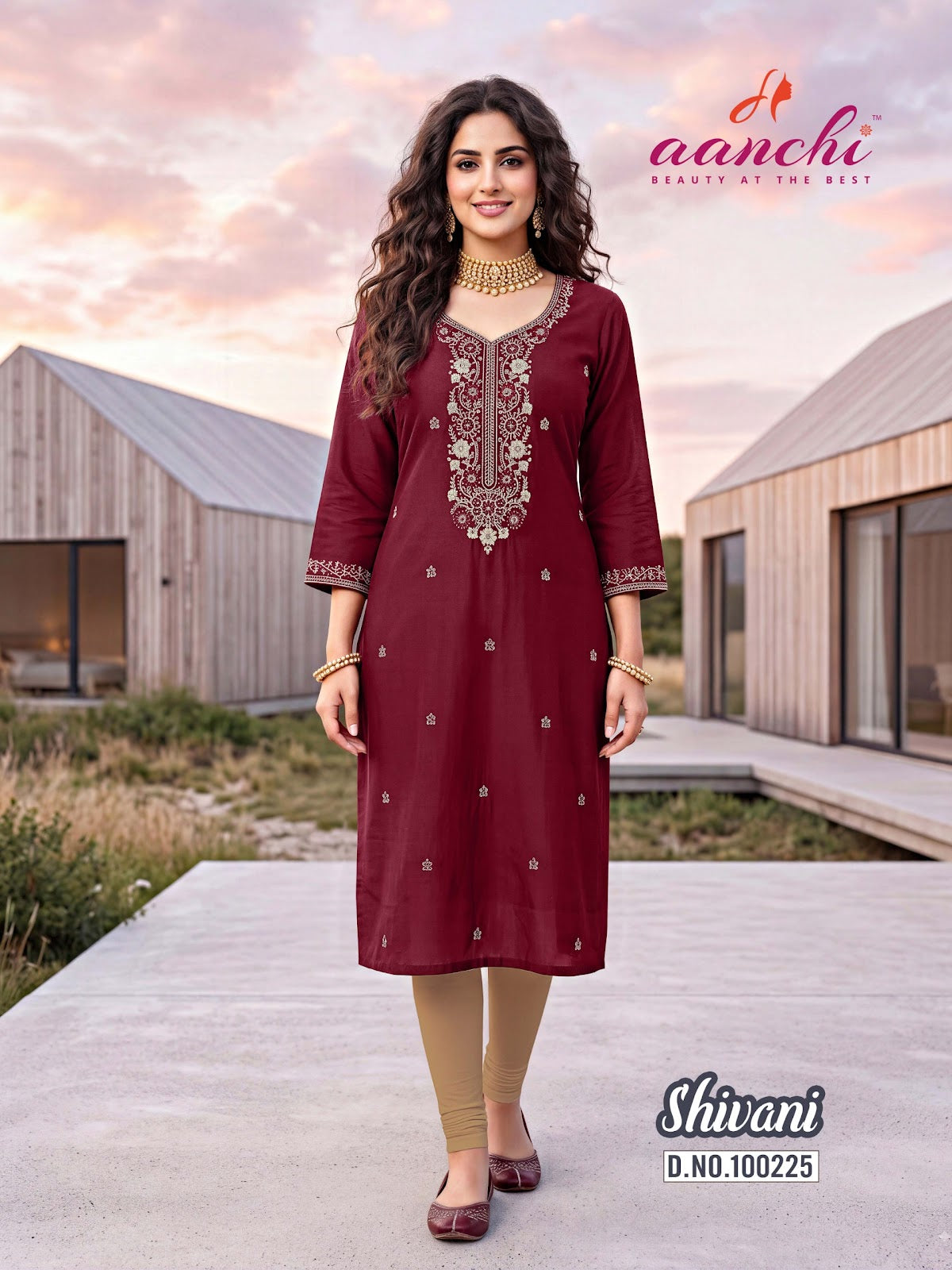 Shivani Aanchi Roman Silk Straight Cut Kurtis Exporter Ahmedabad