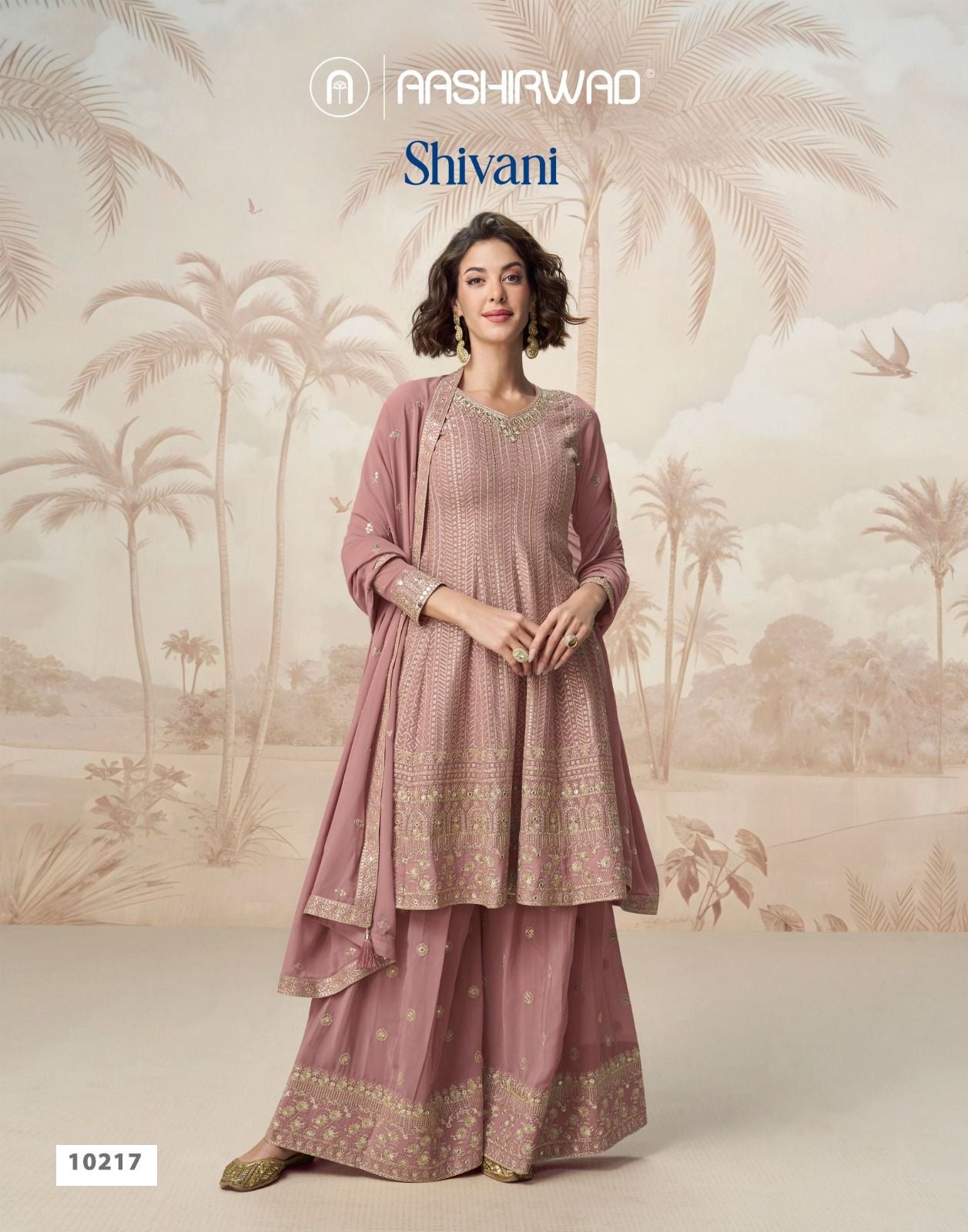 Shivani Aashirwad Creation Georgette Readymade Plazzo Style Suits Manufacturer India