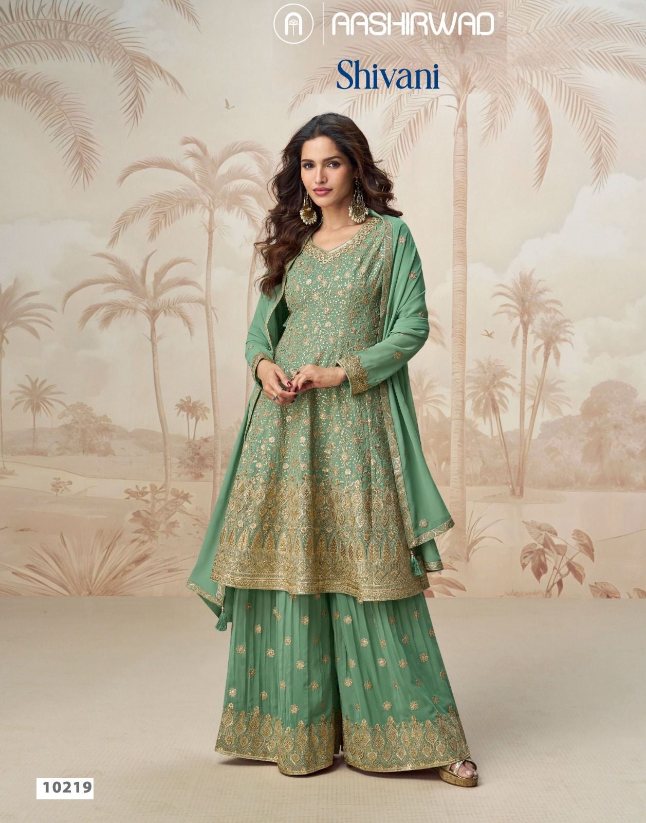 Shivani Aashirwad Creation Georgette Readymade Plazzo Style Suits Manufacturer India