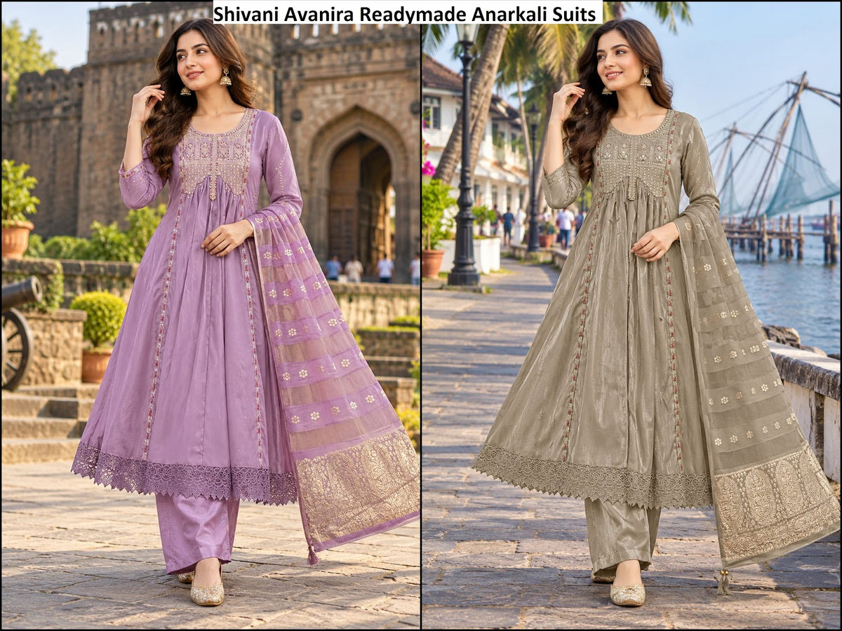 Shivani Avanira Chiffon Readymade Anarkali Suits Wholesaler