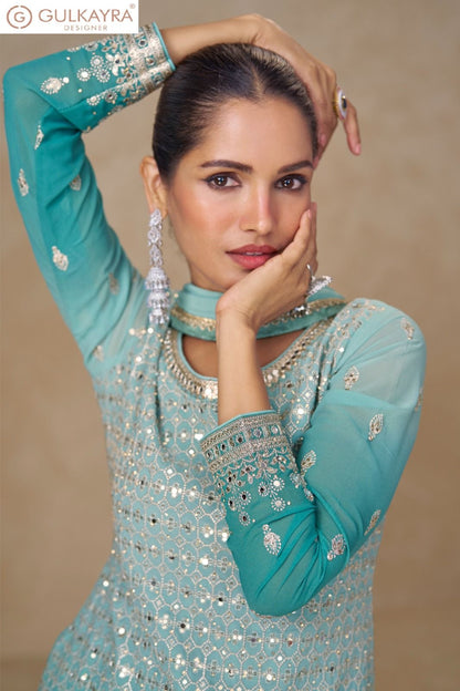 Shivani Gulkayra Designer Georgette Readymade Plazzo Style Suits Wholesale Rate