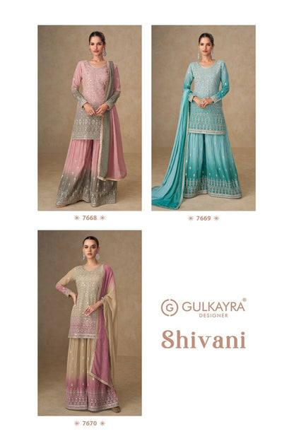 Shivani Gulkayra Designer Georgette Readymade Plazzo Style Suits Wholesale Rate