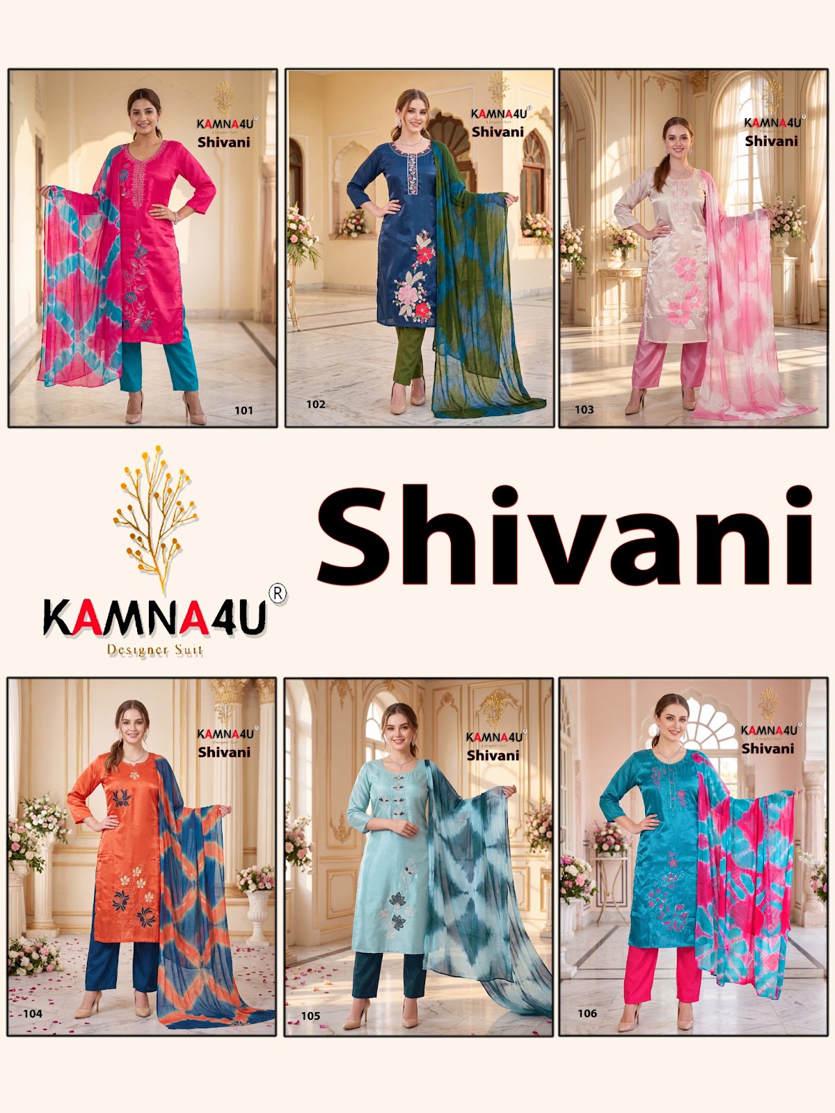 Shivani Kamna4U Roman Readymade Pant Style Suits Exporter India