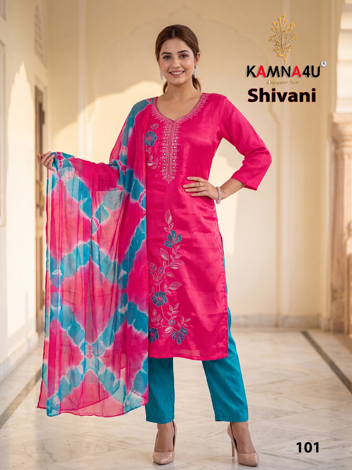 Shivani Kamna4U Roman Readymade Pant Style Suits Exporter India