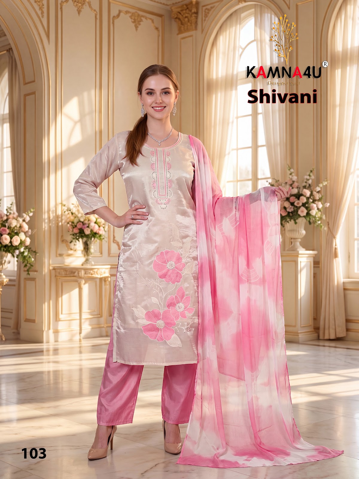 Shivani Kamna4U Roman Readymade Pant Style Suits Exporter India