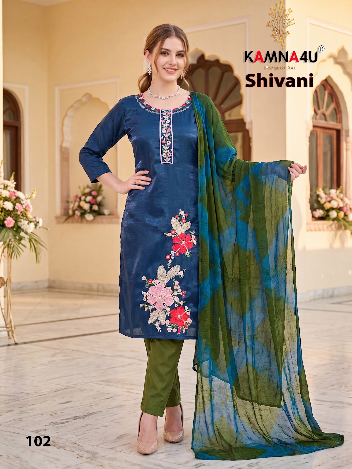 Shivani Kamna4U Roman Readymade Pant Style Suits Exporter India