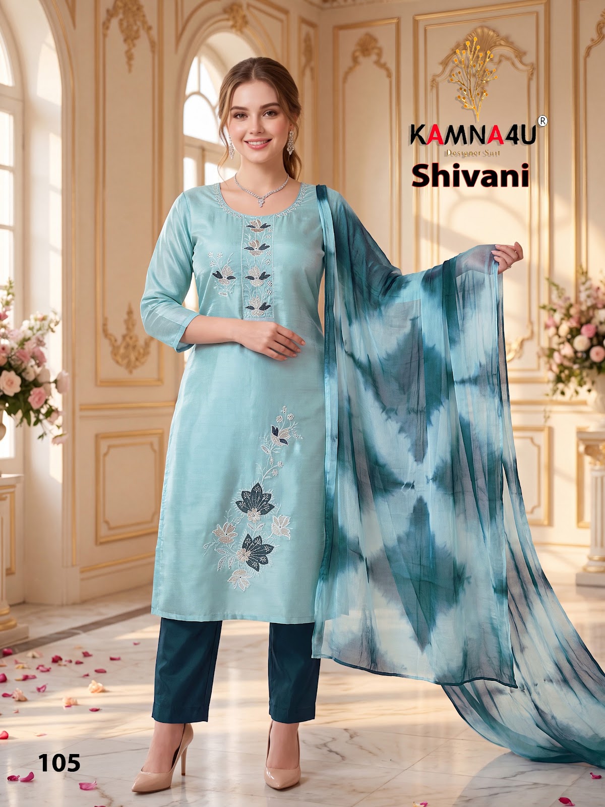 Shivani Kamna4U Roman Readymade Pant Style Suits Exporter India