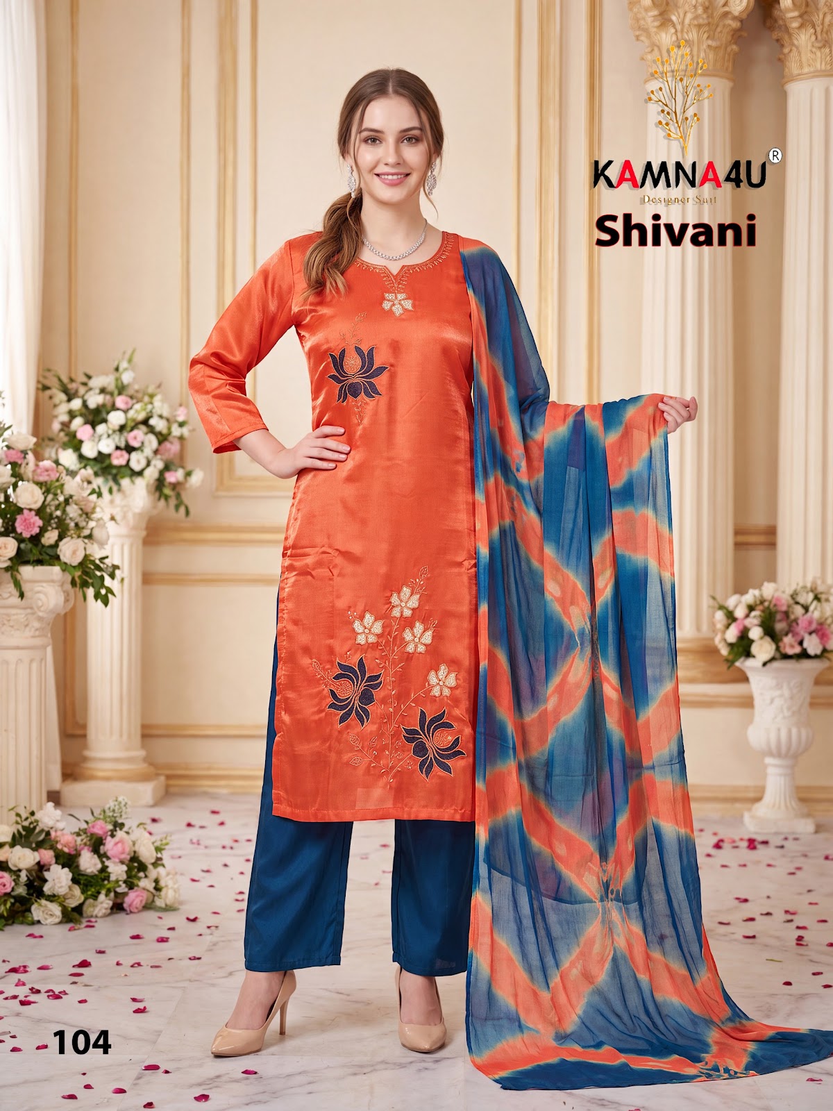Shivani Kamna4U Roman Readymade Pant Style Suits Exporter India