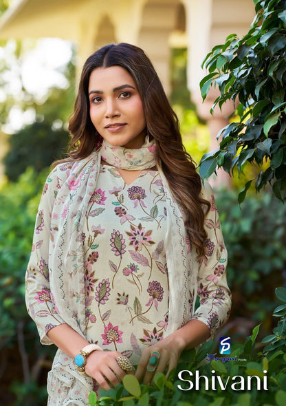 Shivani Sargam Prints Pure Jam Pant Style Suits Manufacturer India