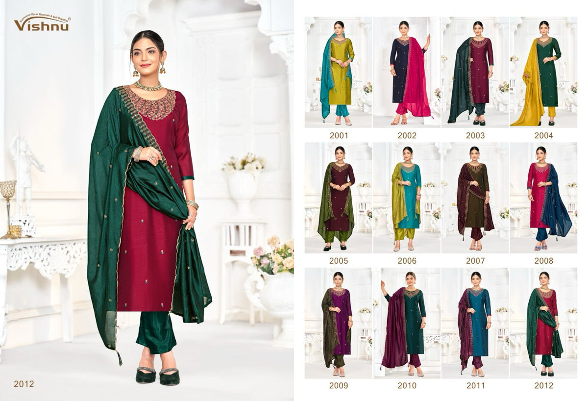 Shivani Vishnu Impex Vichitra Silk Pant Style Suits Supplier
