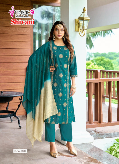 Shivani Vol 1 Mystic 9 Silk Dobby Readymade Pant Style Suits Wholesale Rate