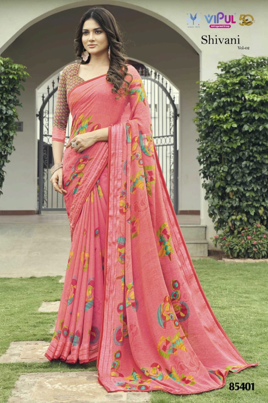 Shivani Vol 2 85401-85412 Vipul Georgette Sarees Exporter