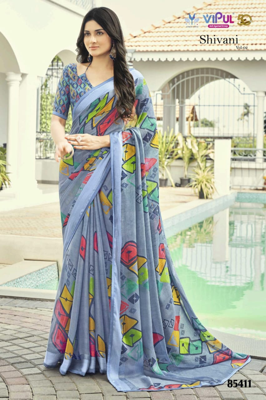 Shivani Vol 2 85401-85412 Vipul Georgette Sarees Exporter