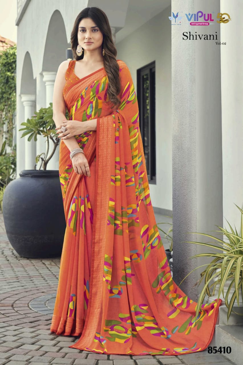 Shivani Vol 2 85401-85412 Vipul Georgette Sarees Exporter