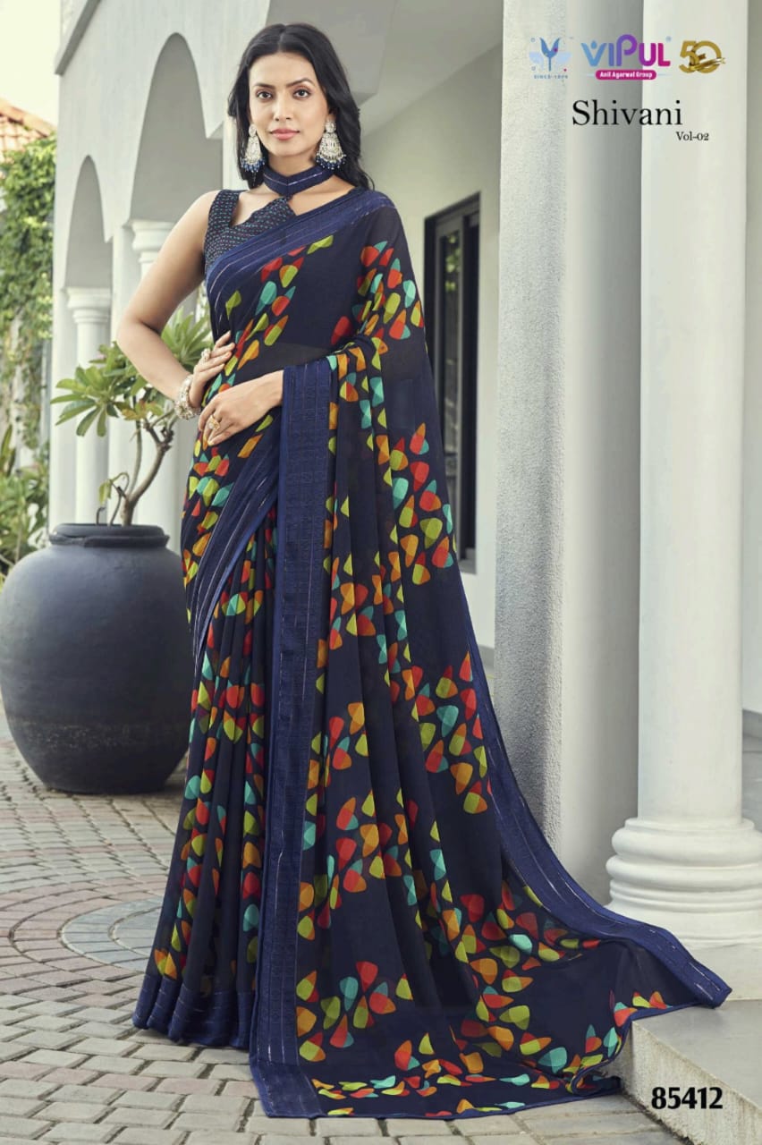 Shivani Vol 2 85401-85412 Vipul Georgette Sarees Exporter