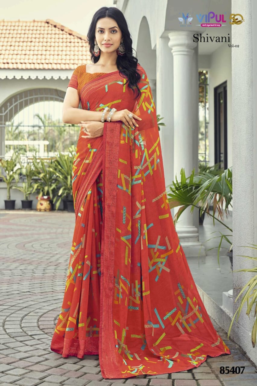 Shivani Vol 2 85401-85412 Vipul Georgette Sarees Exporter