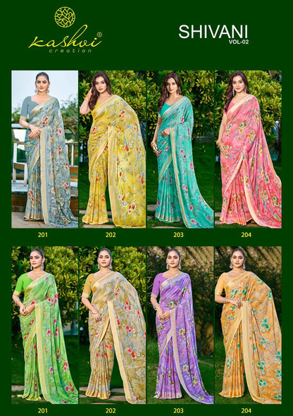 Shivani Vol 2 Kashvi Creation Dull Moss Sarees Supplier India