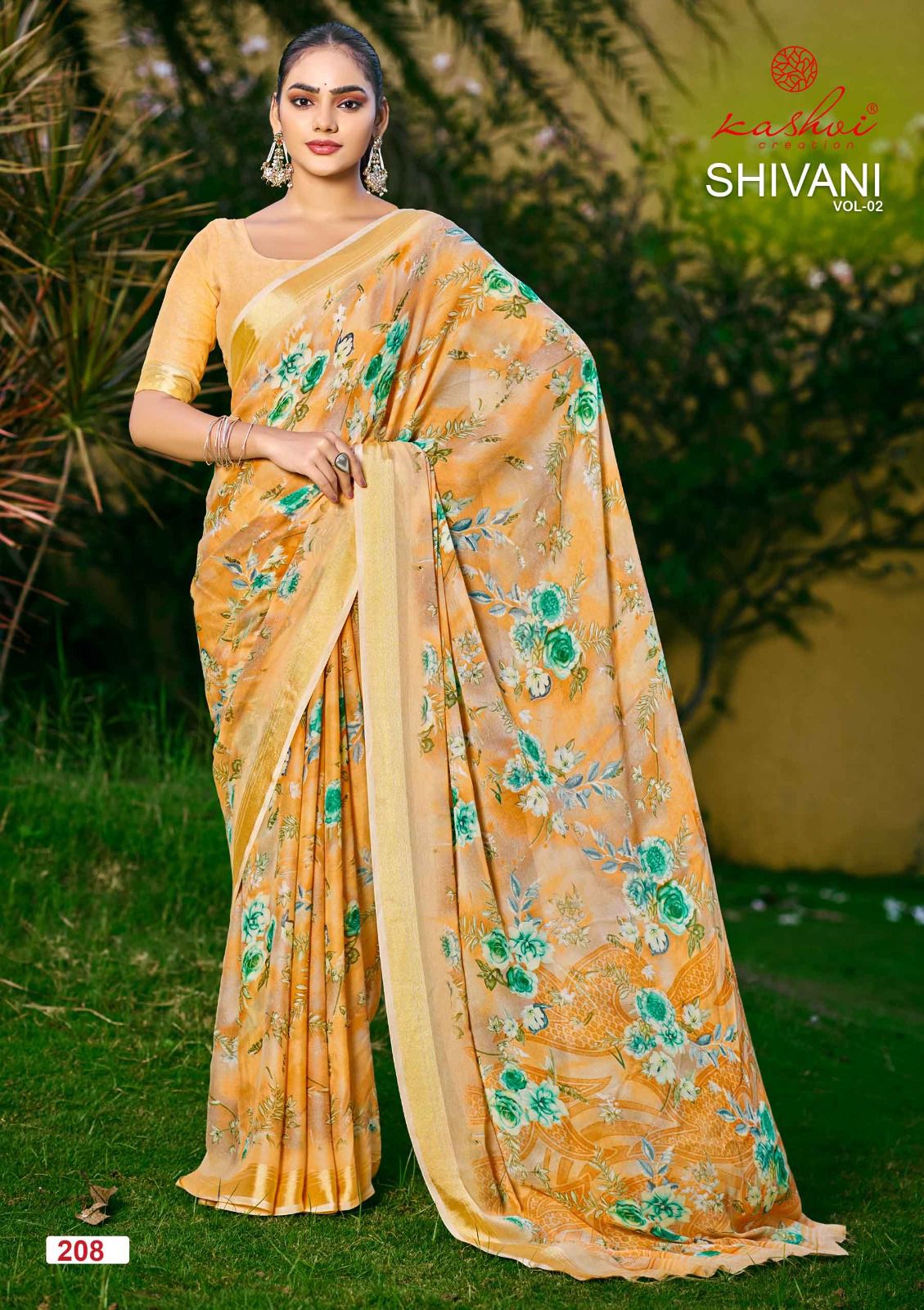 Shivani Vol 2 Kashvi Creation Dull Moss Sarees Supplier India