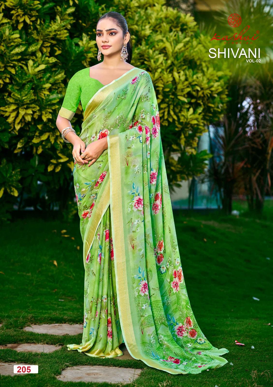 Shivani Vol 2 Kashvi Creation Dull Moss Sarees Supplier India