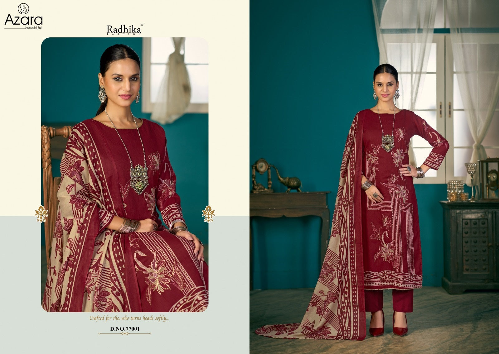 Shivani Vol 2 Radhika Fashion Azara Lawn Cotton Karachi Salwar Suits Manufacturer India