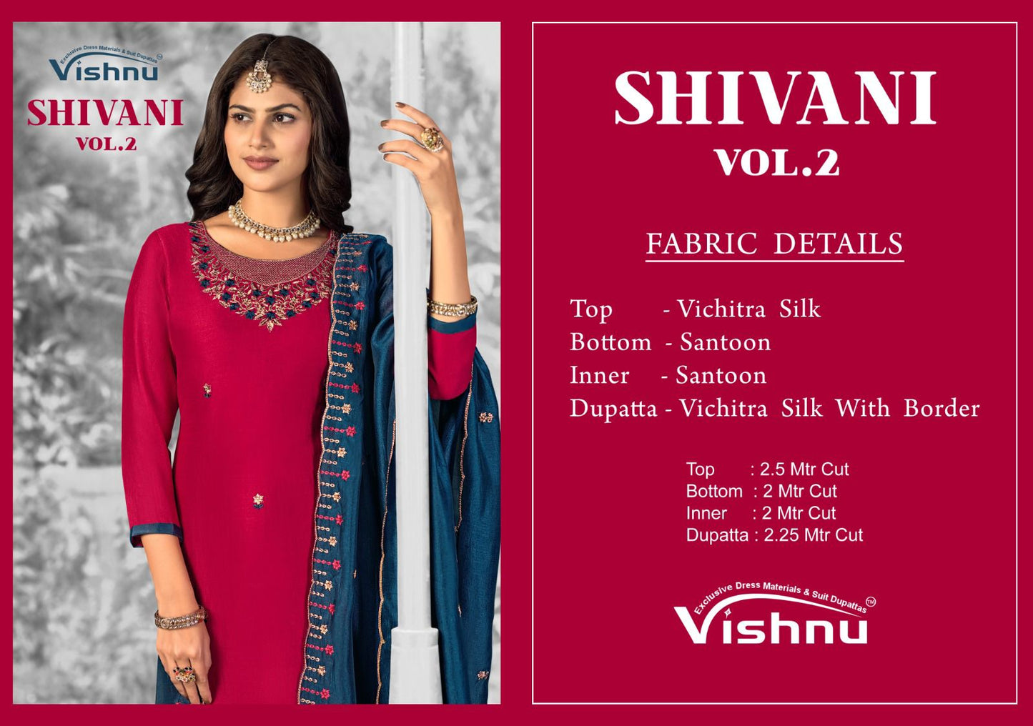 Shivani Vol 2 Vishnu Impex Vichitra Silk Pant Style Suits Exporter India