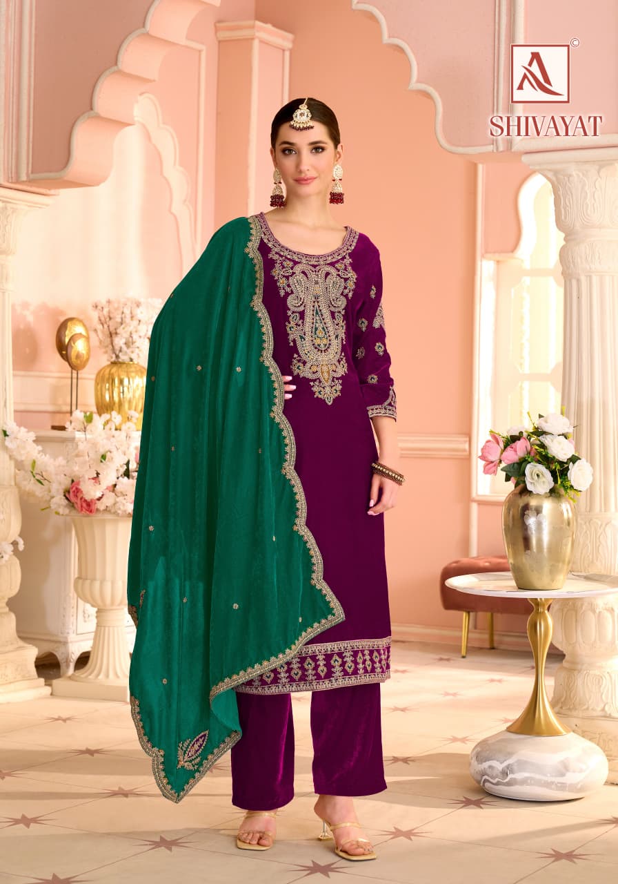 Shivayat Alok Velvet Velvet Suits Wholesale
