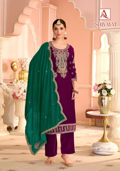 Shivayat Alok Velvet Velvet Suits Wholesale