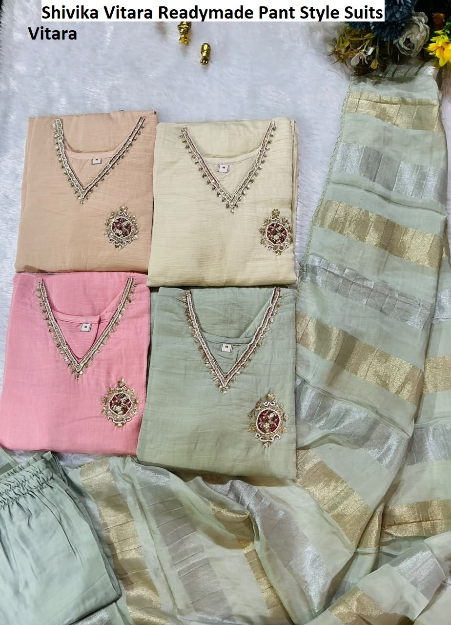 Shivika Vitara Chiffon Readymade Pant Style Suits Supplier India