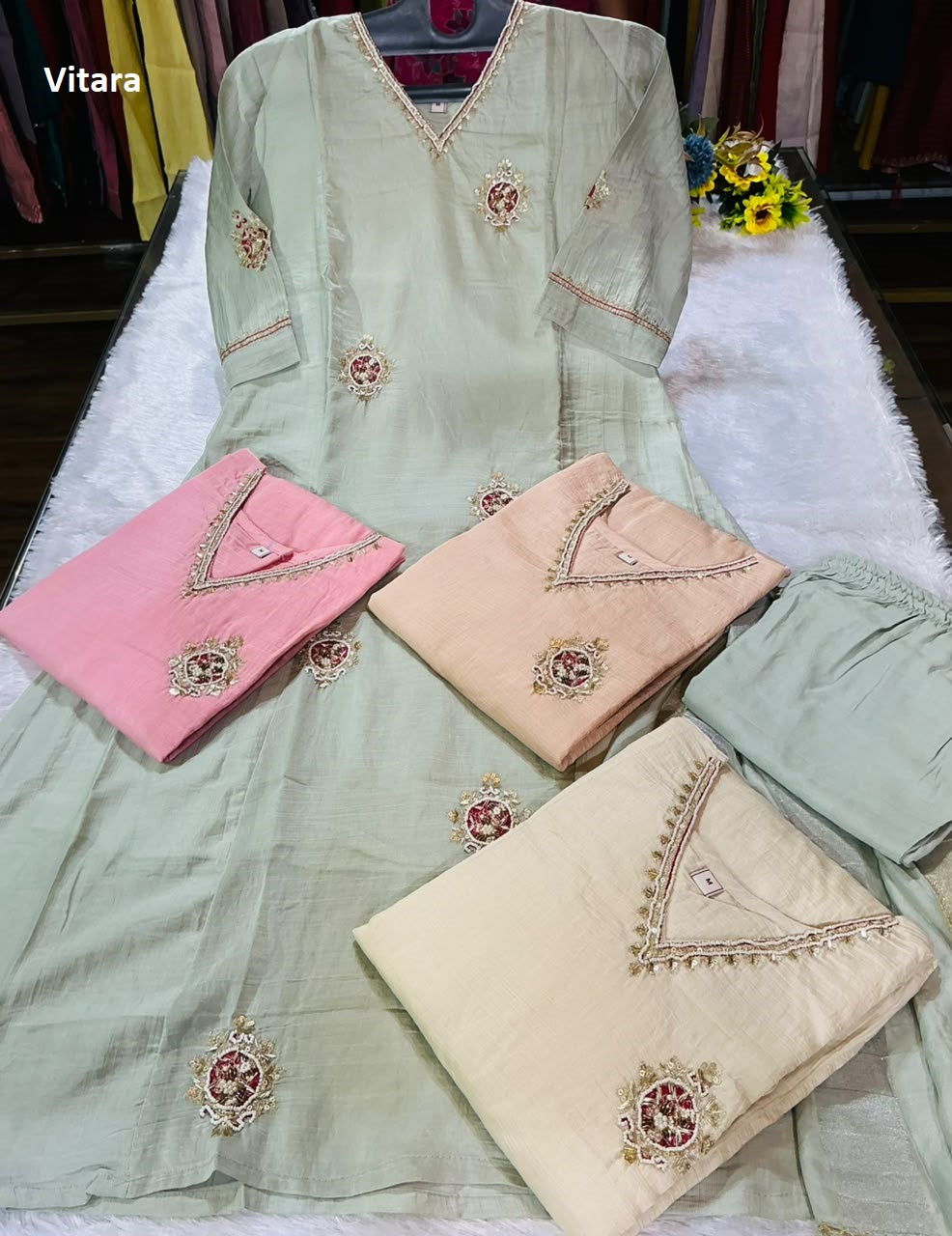 Shivika Vitara Chiffon Readymade Pant Style Suits Supplier India
