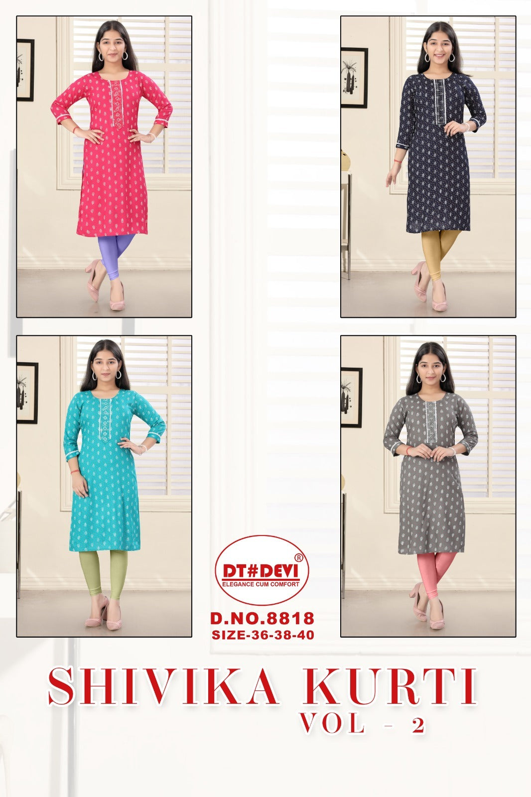 Shivika Vol 2 8818 Dt Devi Rayon Long Straight Kurti Wholesaler Gujarat