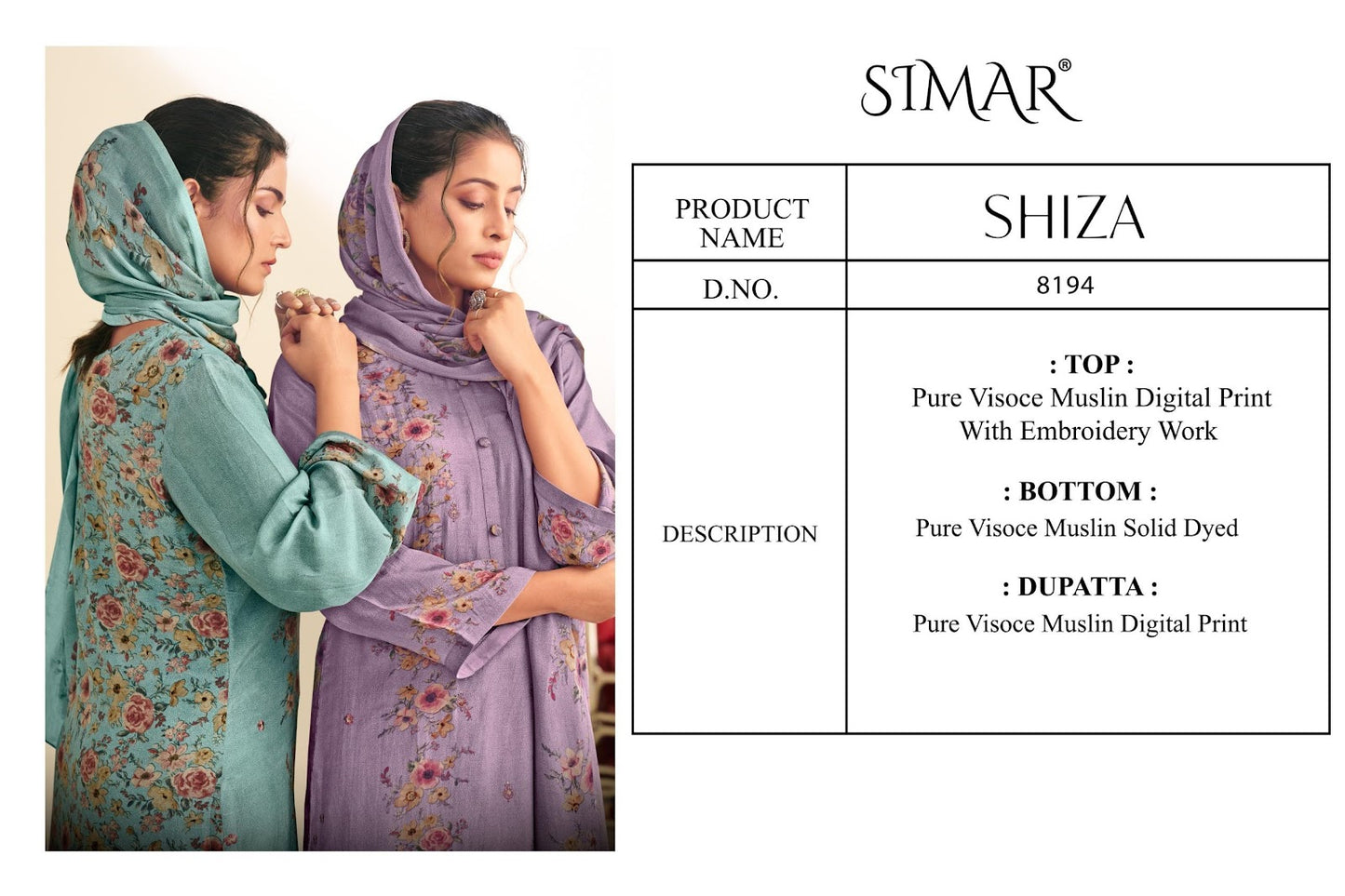 Shiza Simar Pure Viscose Pant Style Suits Exporter India