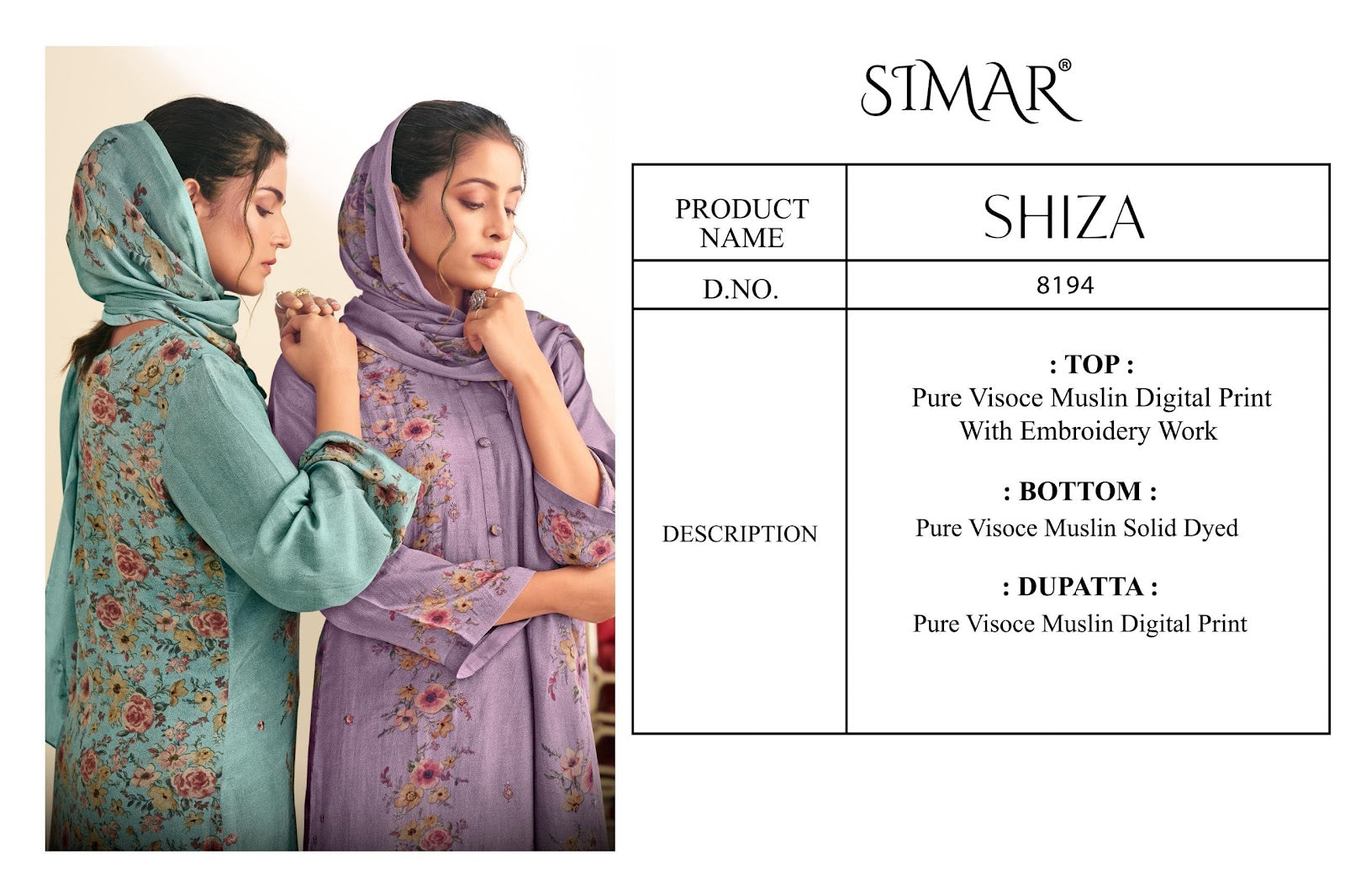 Shiza Simar Pure Viscose Pant Style Suits Exporter India