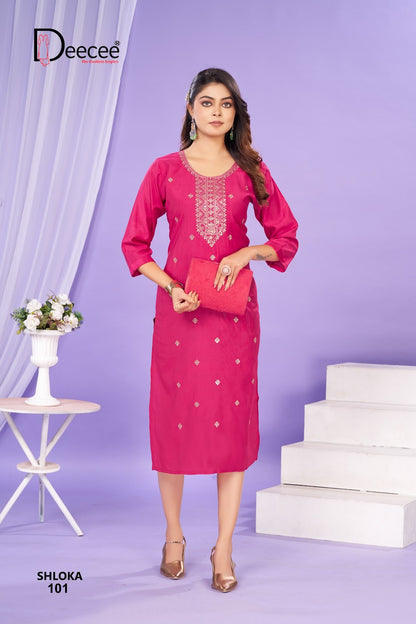 Shloka Deecee Vertican Long Straight Kurti Wholesaler Gujarat