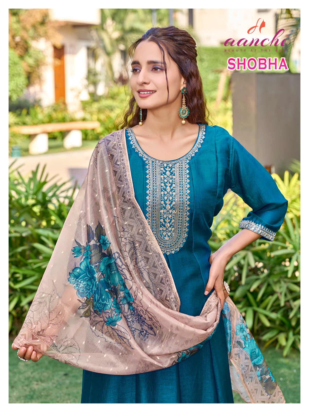 Shobha Aanchi Vichitra Silk Readymade Anarkali Suits Wholesale Rate